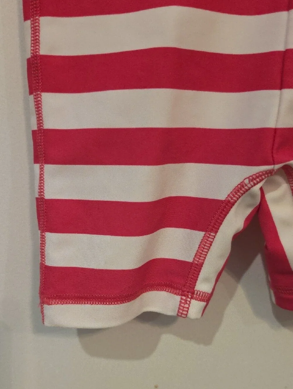 Hanna Andersson Hot Pink and White Striped Long-Sleeve Swim Romper